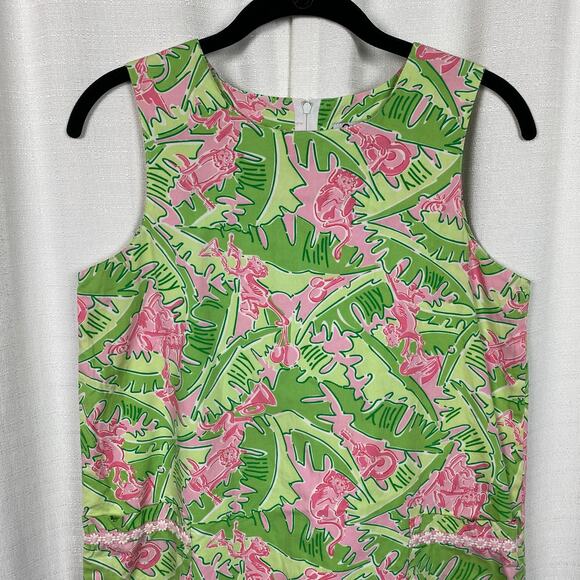 Lilly Pulitzer Vintage White Label Musical Monkeys Sleeveless Shift Dress Sz.14 - Picture 2 of 10